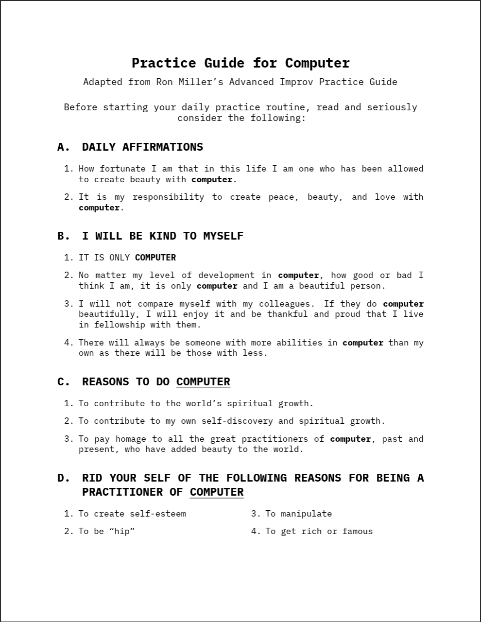 Practice Guide for Computer